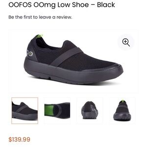OOFOS 00mg eeZee Low Recovery Shoe for Women in Black/Neon Green size 8